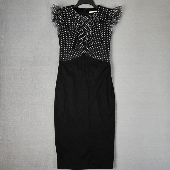 JASON WU Ruched Polka-dot Lace Stretch Ponte Dress Womens 6 In Black $1695  - threedaughtersproperties.com